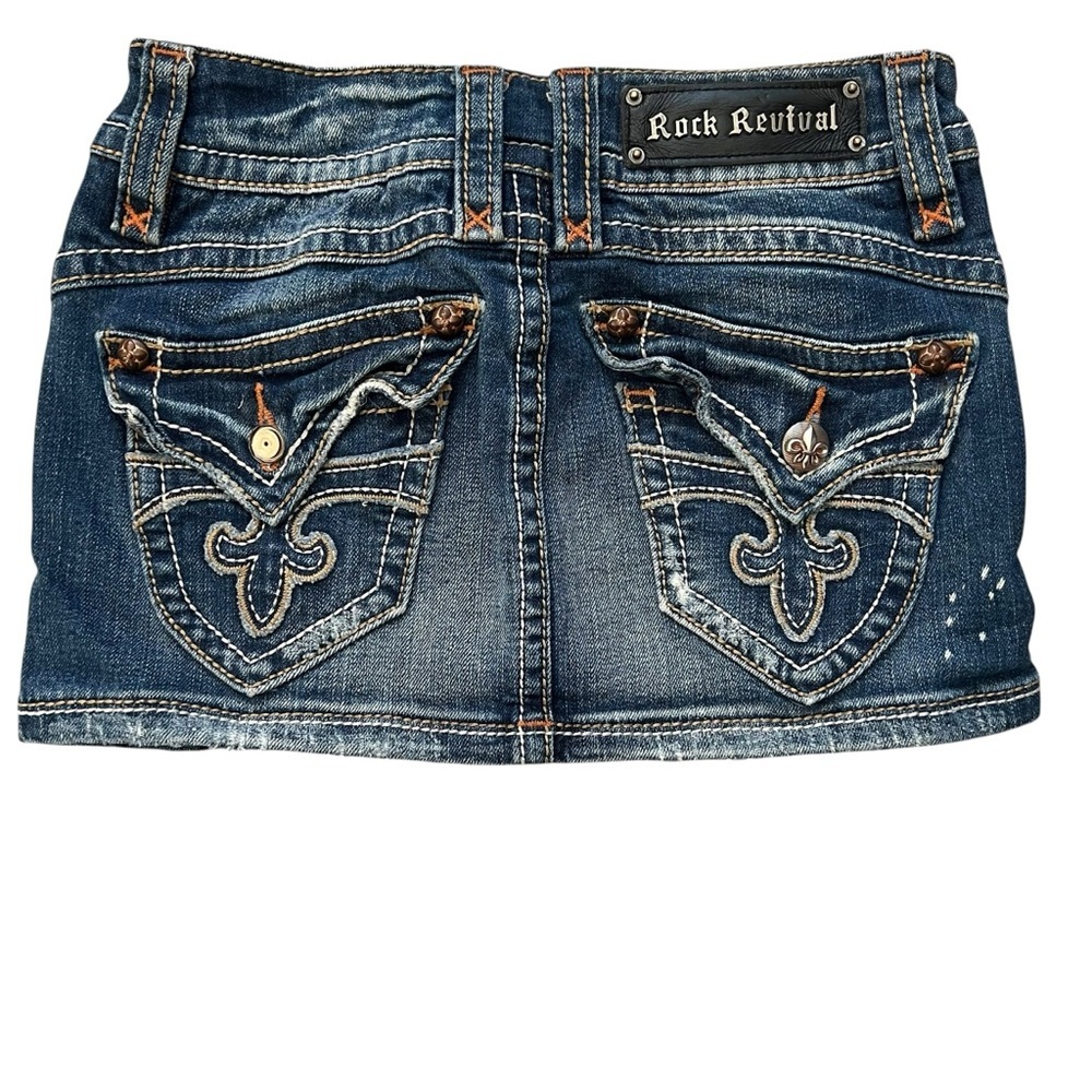 Rock Revival Women's Denim Mini Skirt - Blue 24 EUC